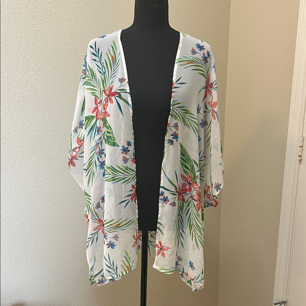 Ambiance White Floral Kimono Cardigan